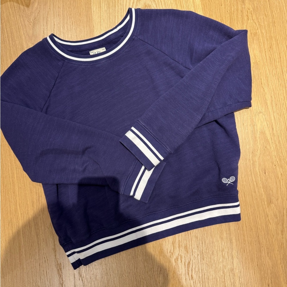 Vintage Cotton Terry Crewneck Pullover with Tennis Embroidery🎾